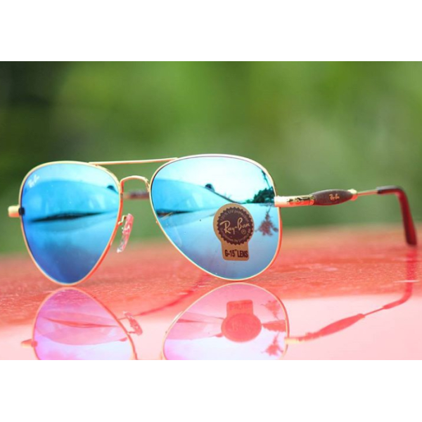 New Stylish New Oval Shape Aqua Blue & Gold 3517 Sunglasses For Men.