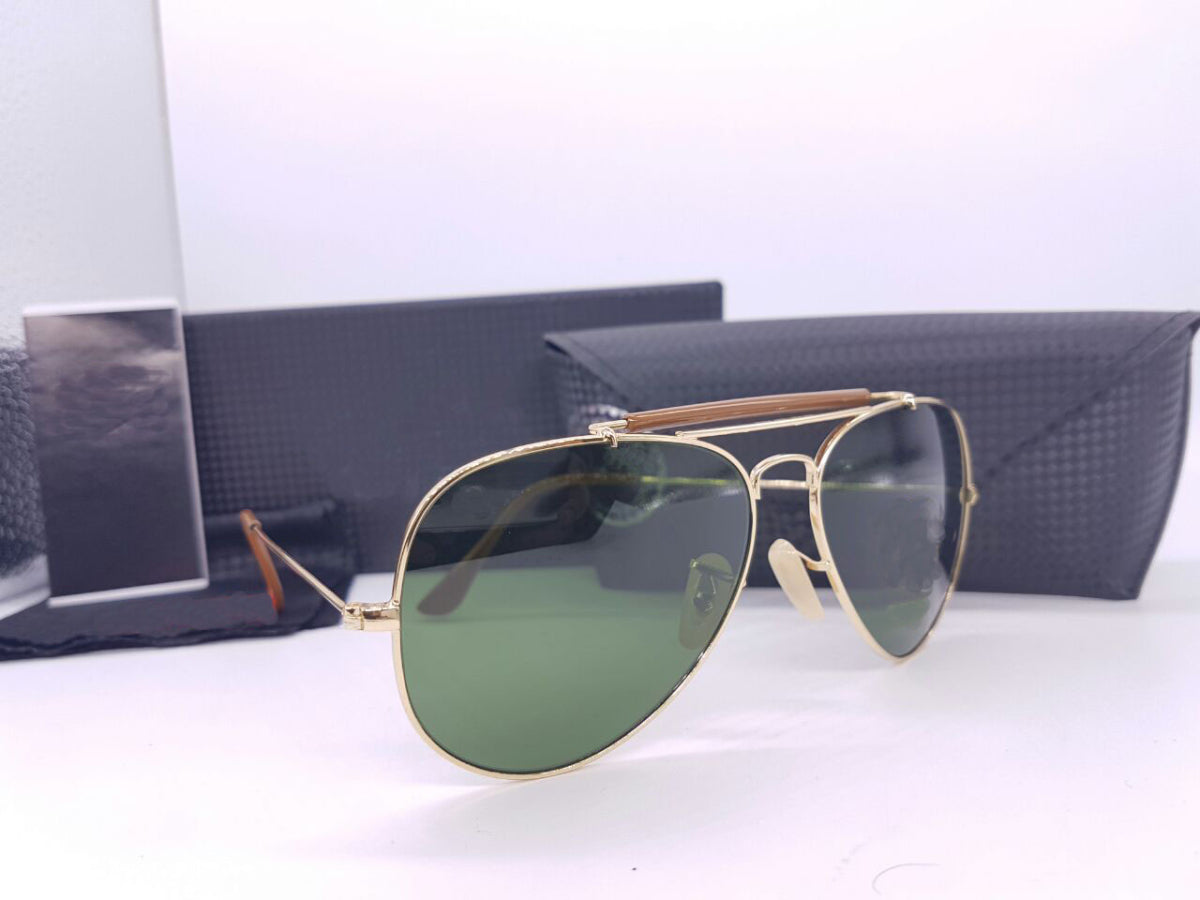 New Stylish Green & Gold 3422 Fancy Aviator Bridge Master Pcs Sunglass For Unisex
