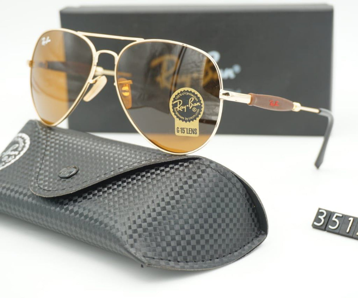 New Design Brown & Gold 3517 Oval Trendy Hot Favorite Master Pcs Sunglass For Men.