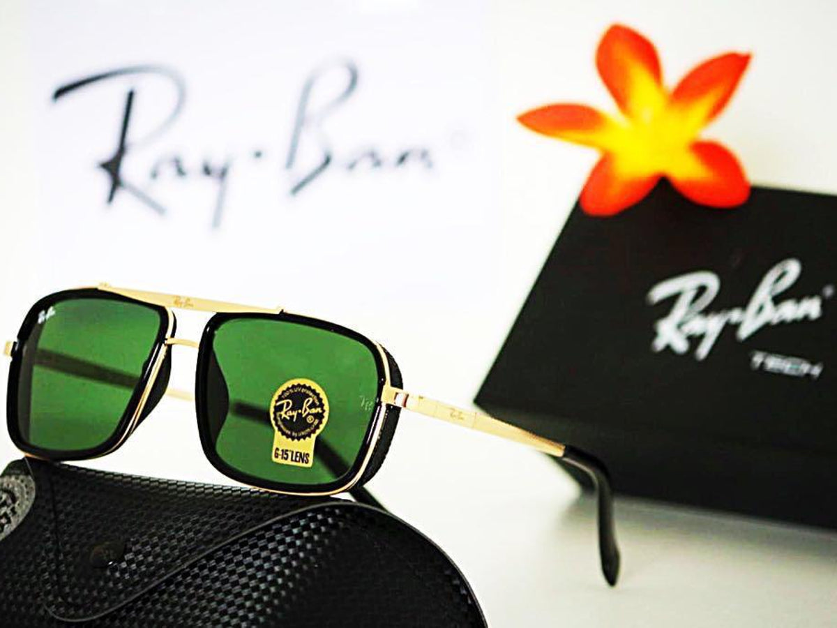New Stylish Green & Gold 4413 Square Causal Latest Master Pcs Sunglass For Unisex.