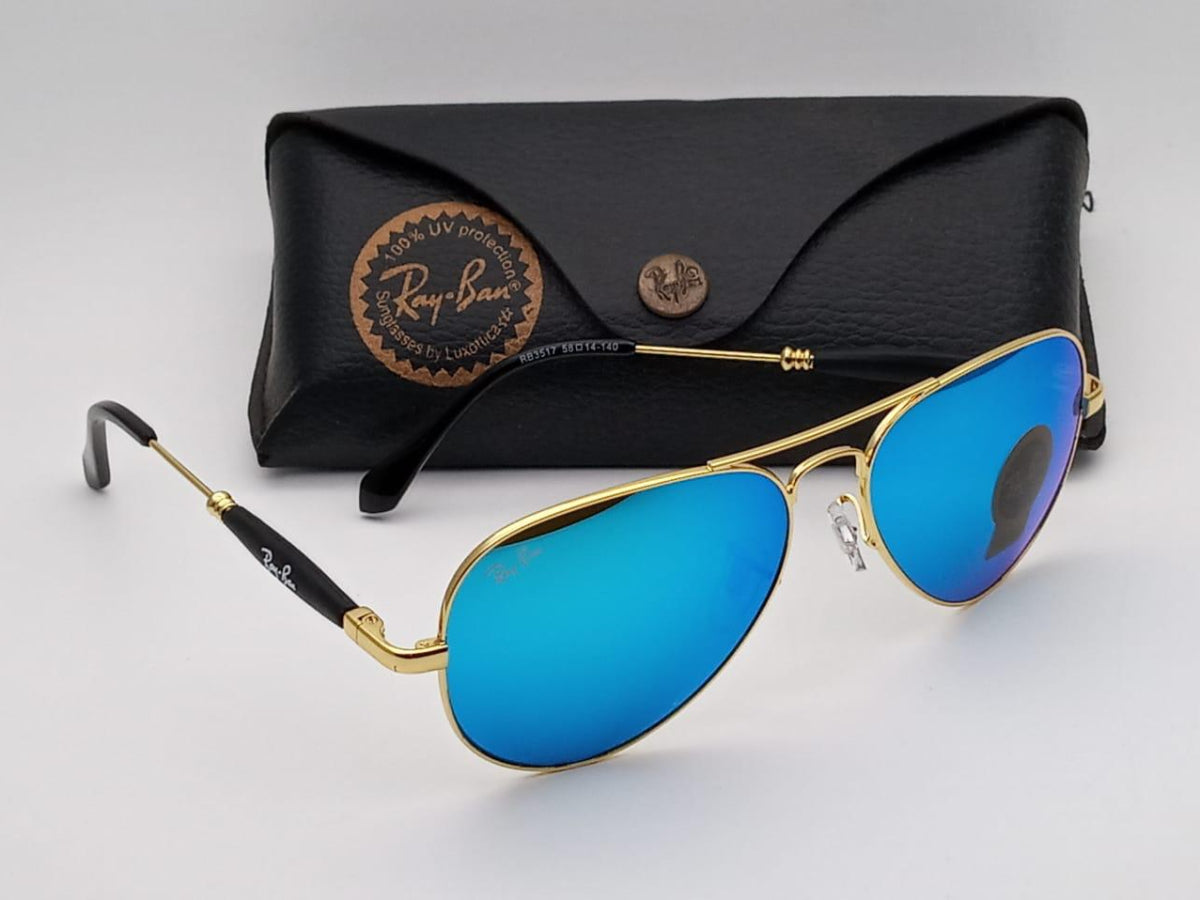 New Stylish Aqua Blue & Gold 3517 Oval Trendy Hot Favorite Vintage Master Pcs Sunglass For Unisex.