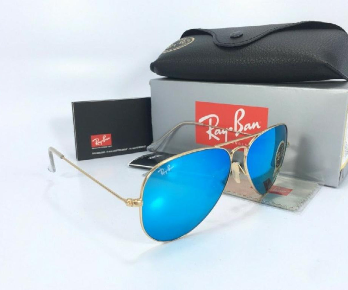 New Stylish Design Blue & Gold 3422 Fancy Aviator Bridge Master Pcs Sunglasses For Men.