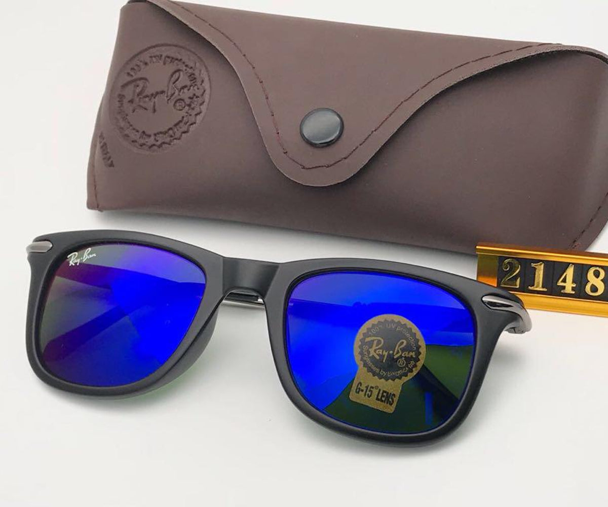 New Stylish Men`s Special Square Blue & Gold 2148 Master Pcs Sunglasses.