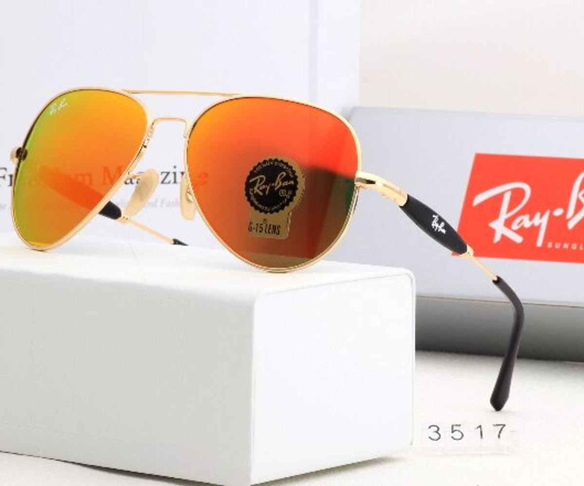 New Stylish Orange & Gold 3517 Oval Trendy Hot Favorite Vintage Master Pcs Sunglass For Unisex.