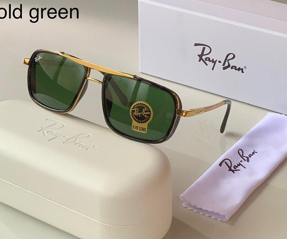 New Stylish Super Hit Green & Gold 4413 Square Causal Latest Master Pcs Sunglass For Unisex.